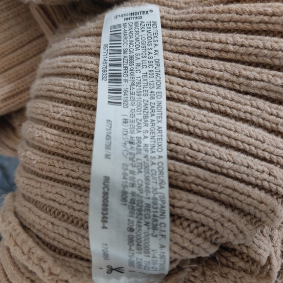 Zara Brown Long Sleeve Ribbed Crop Sweater- M - Picture 6 of 6